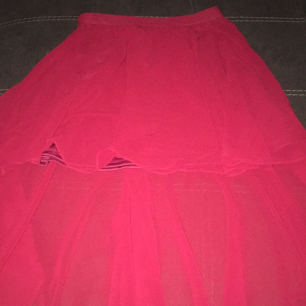 Burgundy/red short to long skirt